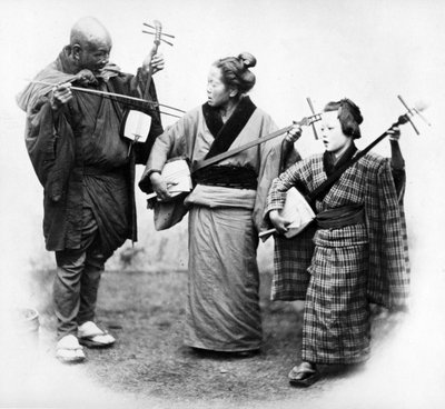 Japanese Musicians, c.1860s by Felice Beato